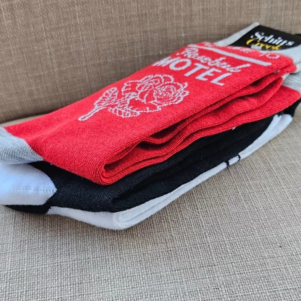 Set of 3 Socks Schitt's Creek Socks Crew Sock Red White Black Unisex One Size